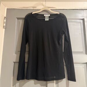 Kate Kasin Sheer Black Long Sleeve Top sz Large